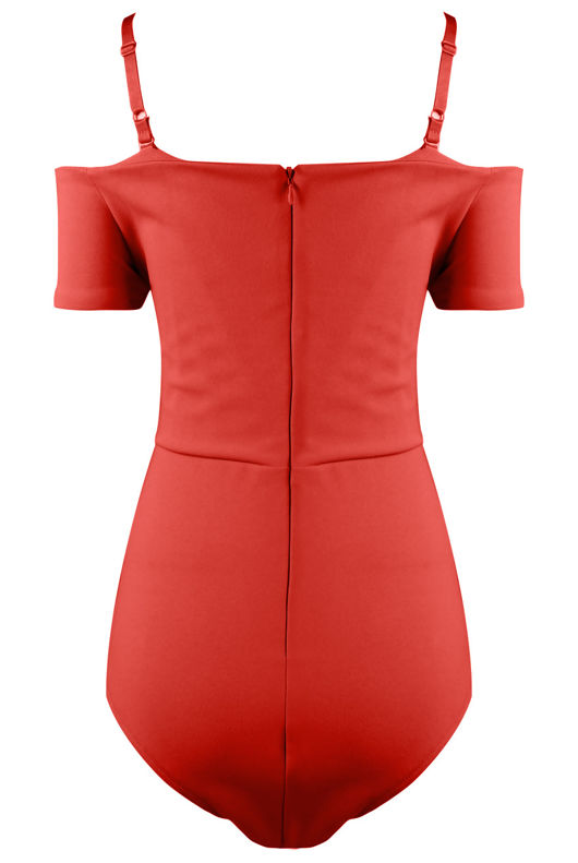Red Cross Front Bardot Bodysuit