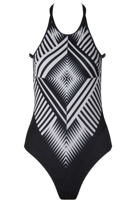 Black and White Optical Illusion Kaleidoscope Swimsuit