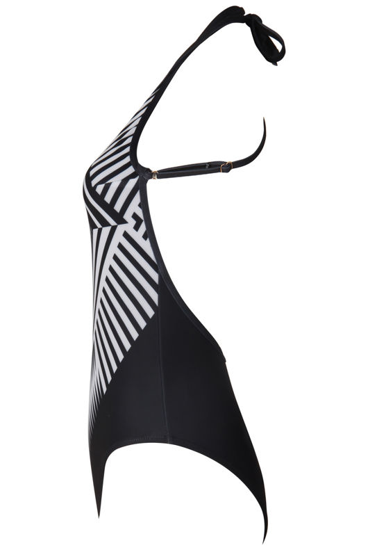 Black and White Optical Illusion Kaleidoscope Swimsuit