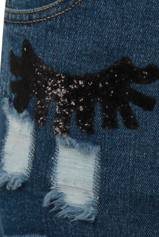 Blue Denim Cut Frayed Shorts 