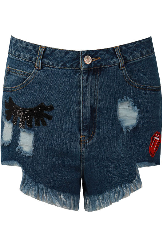 Blue Denim Cut Frayed Shorts 