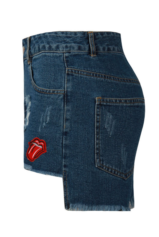 Blue Denim Cut Frayed Shorts 