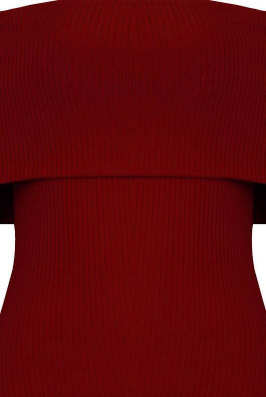 Wine Bardot Fold Over Midi Dress