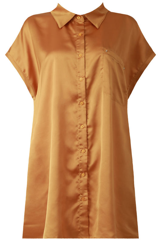Mustard Front Button Up Pleated Shirt Dress