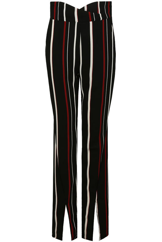 Black Stripe Crossover Front Cut Out Trousers