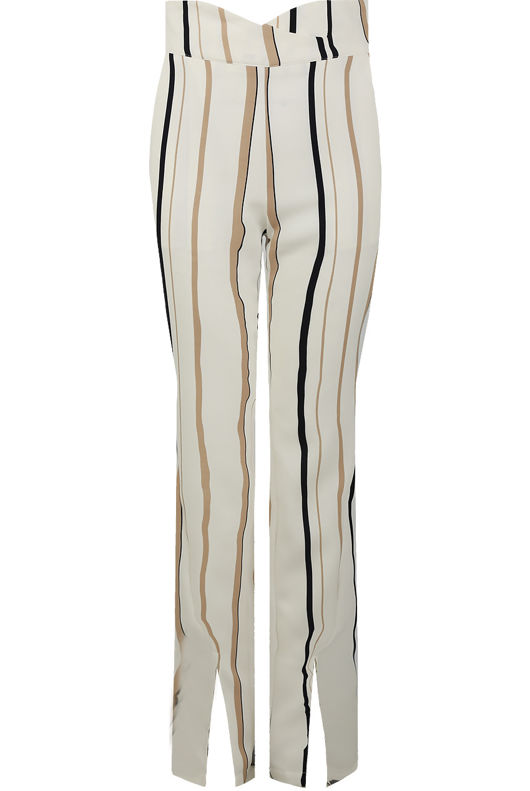 White Stripe Crossover Front Cut Out Trousers