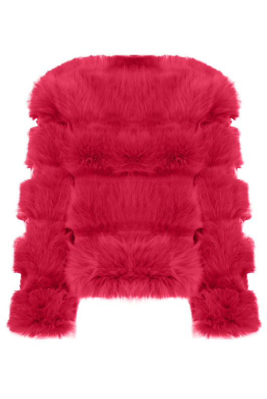 Fuchsia Layered Shaggy Faux Fur Coat