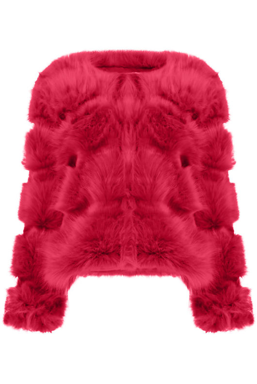 Fuchsia Layered Shaggy Faux Fur Coat