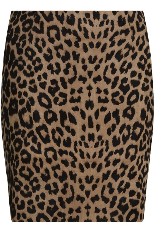 Brown Leopard Print Back Zip Up Skirt