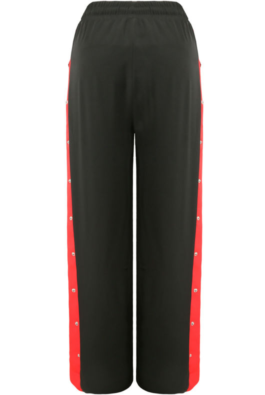 Black & Red Snap Buttoned Trouser