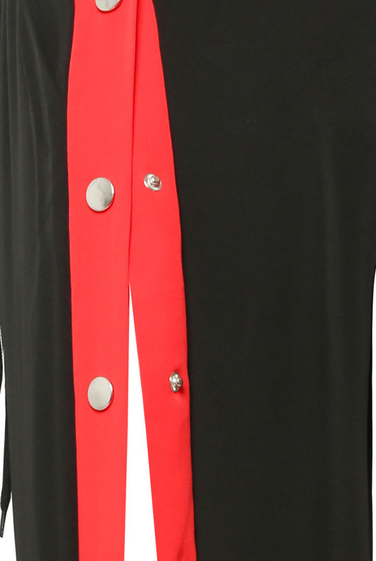 Black & Red Snap Buttoned Trouser