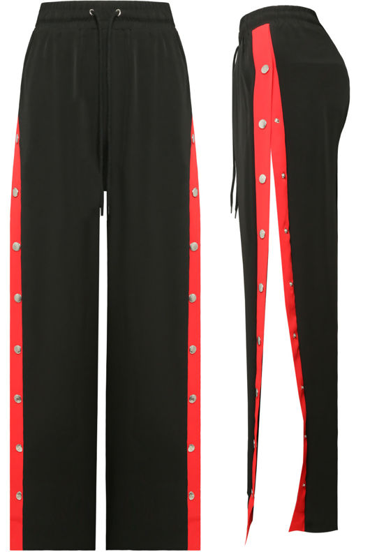 Black & Red Snap Buttoned Trouser