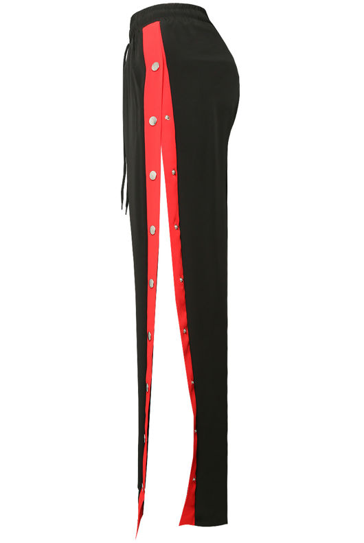 Black & Red Snap Buttoned Trouser