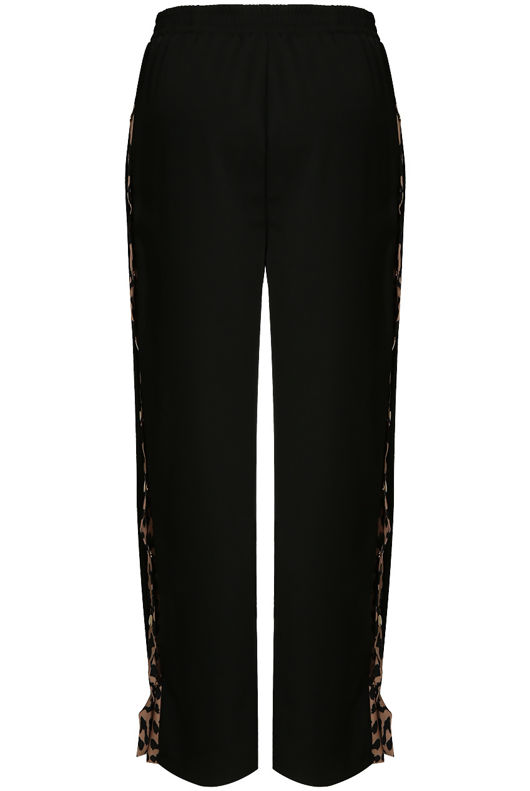Black & Leopard Snap Buttoned Trouser