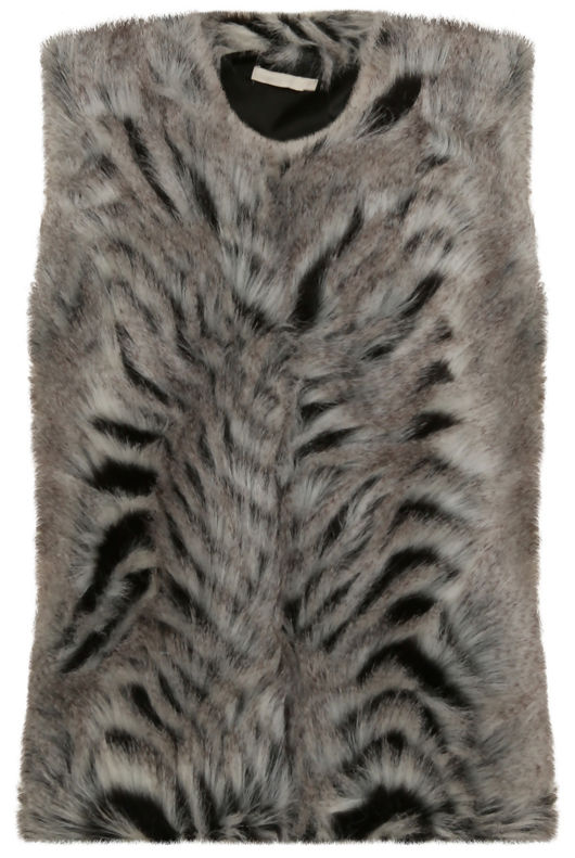 Grey Faux Fur Animal Print Gilet 