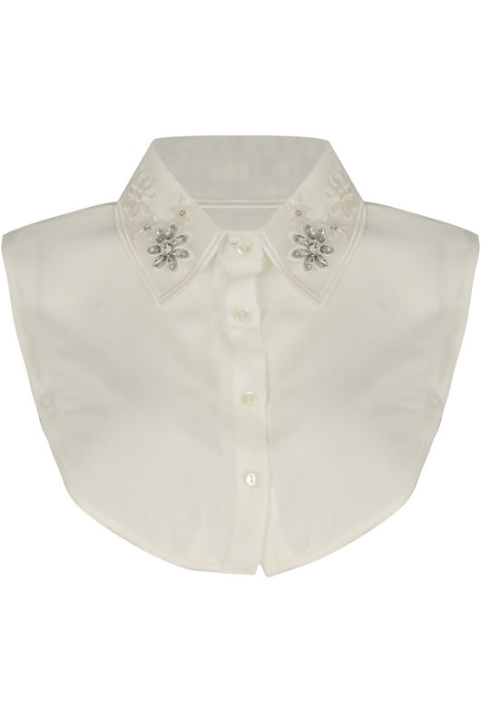 Cream Floral Embellished Bib Collar