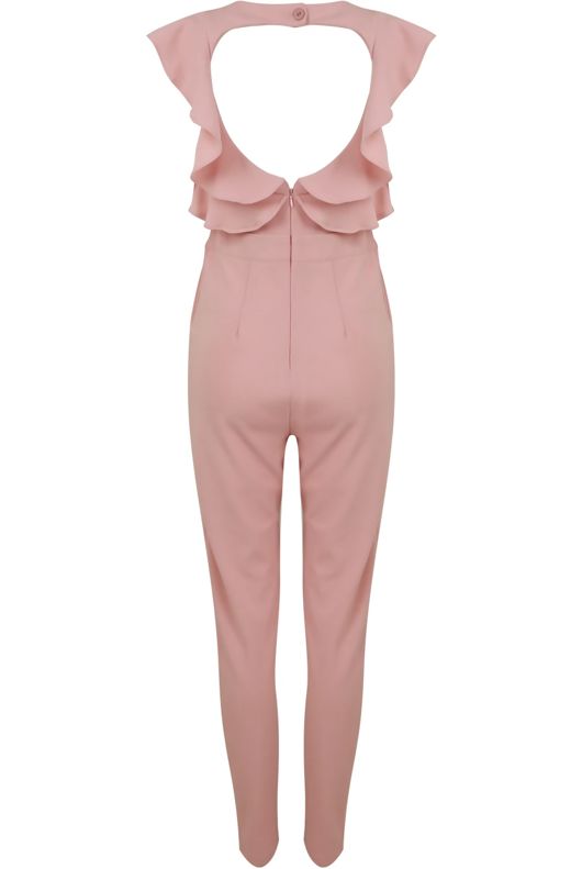 Rose Heart Cut Out Back Pleated Jumpsuit