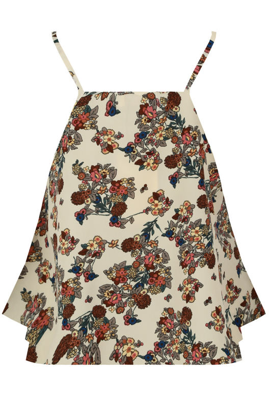 Cream Floral Printed Swing Cami