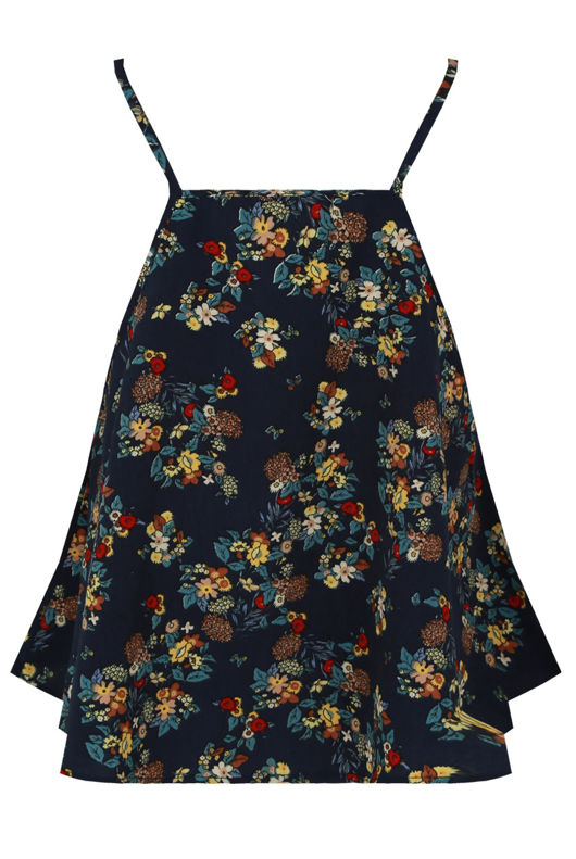 Blue Floral Printed Swing Cami
