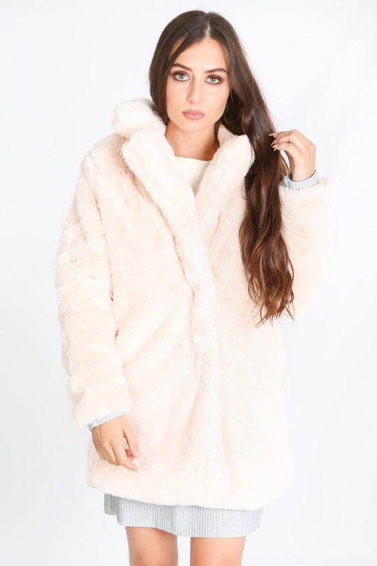 Pink Mink Fur Coat Hooded Skandinavik