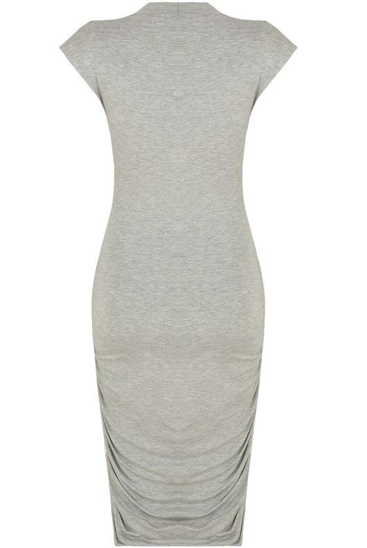 Grey Elasticated Jersey Midi Dress