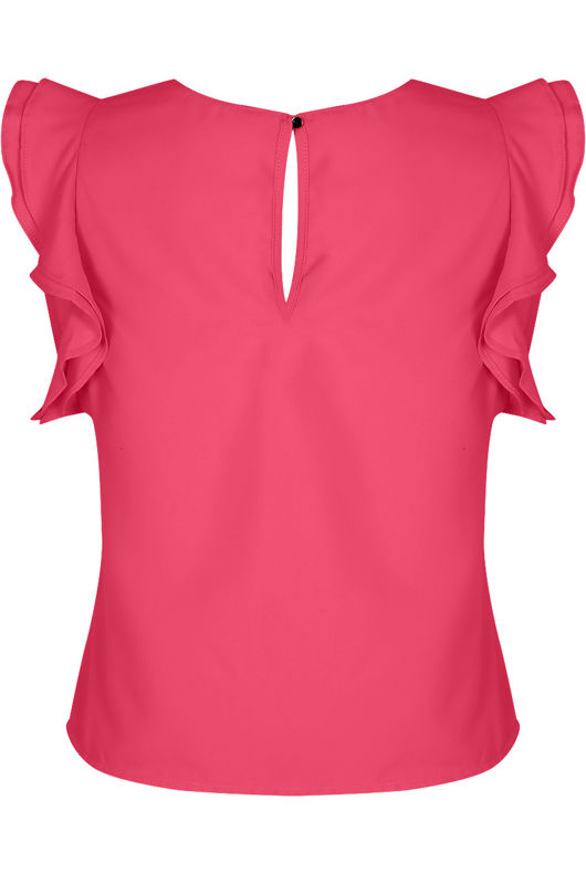 Fuschia Ruffle Cap Sleeved Top