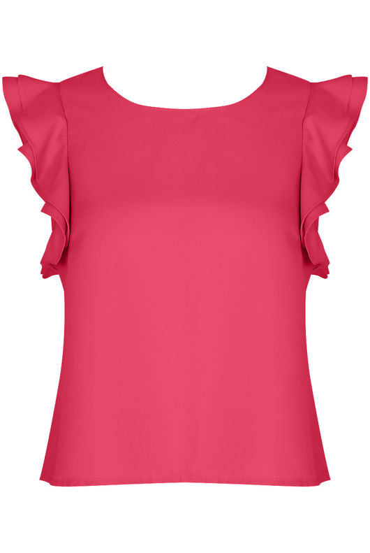 Fuschia Ruffle Cap Sleeved Top