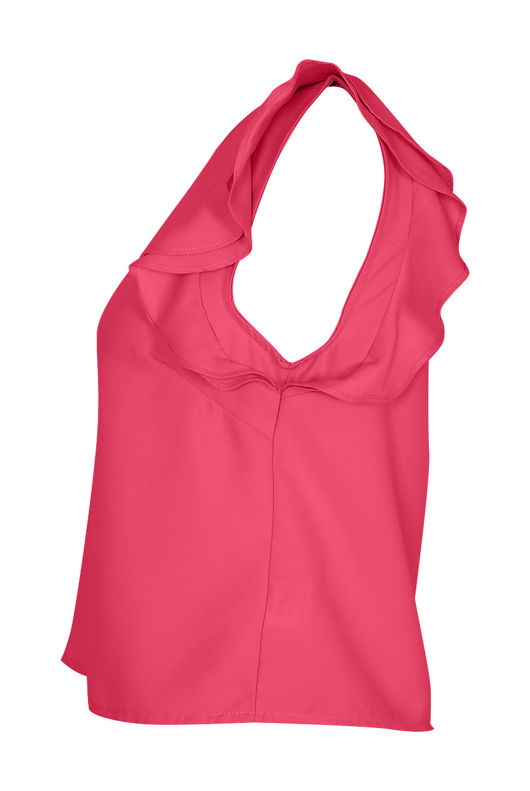 Fuschia Ruffle Cap Sleeved Top