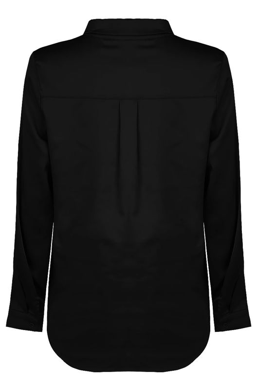 Black Satin Front Button Up Shirt