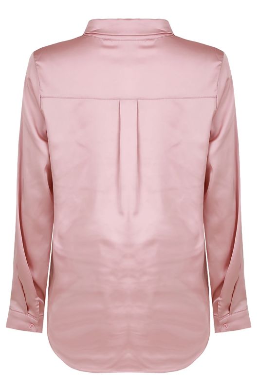 Rose Satin Front Button Up Shirt 