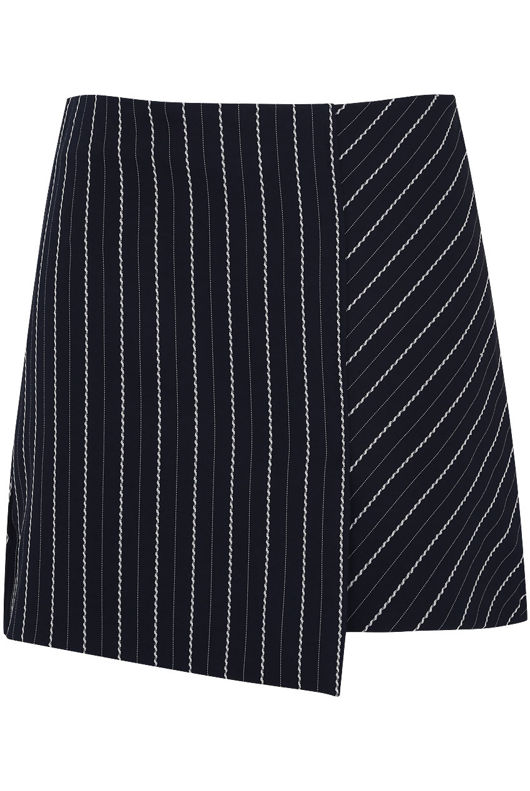 Black Stripe Asymmetric Mini Skirt