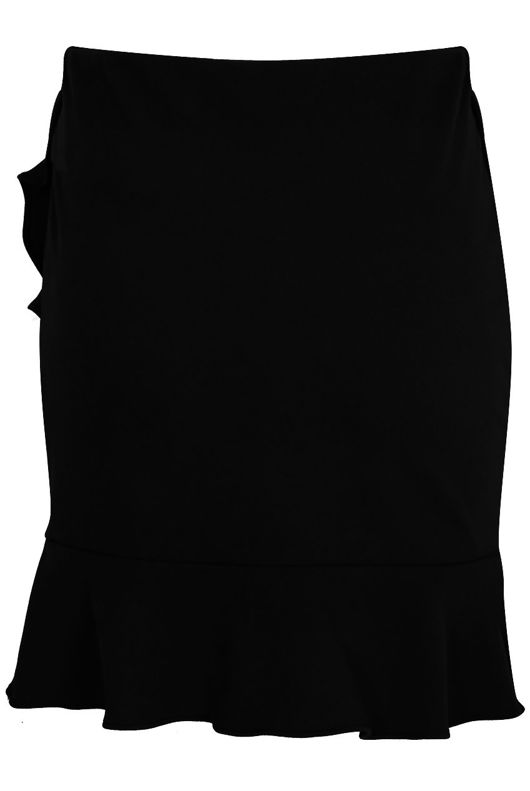 Black High Waist Ruffled Skirt