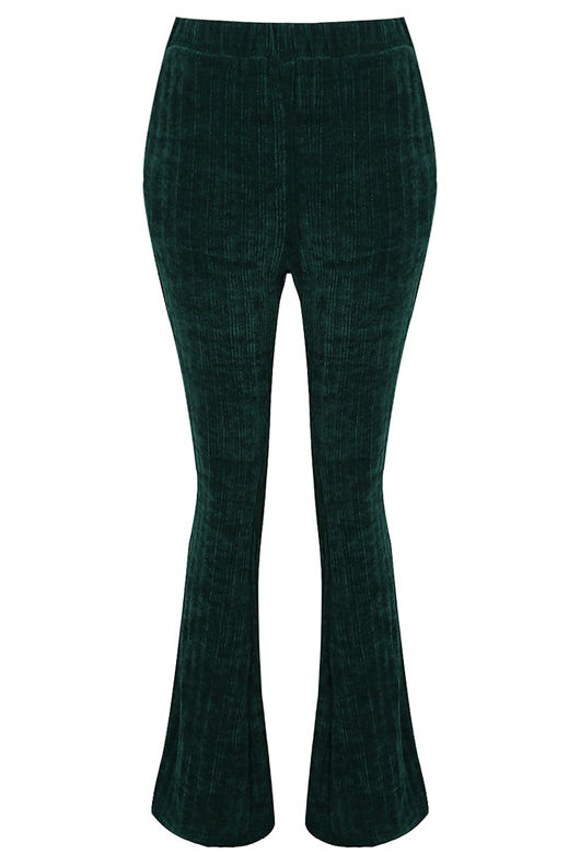 Green Bootcut Corduroy Trousers 