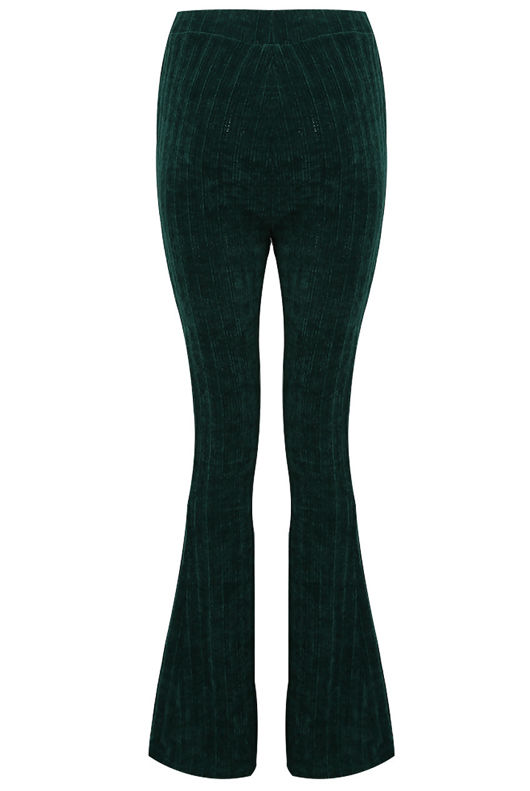 Green Bootcut Corduroy Trousers 
