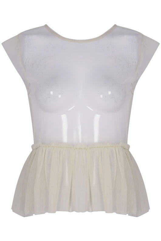 Sheer Tulle Top In Cream