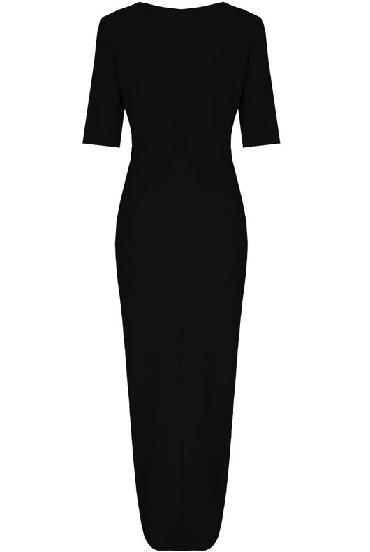 Black Cross Over Pleated Midi Dress