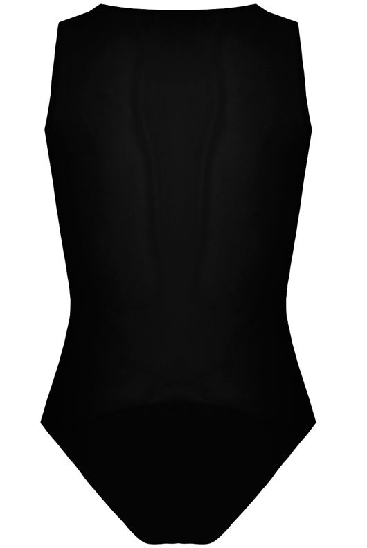 Black Netted Sleeveless Bodysuit