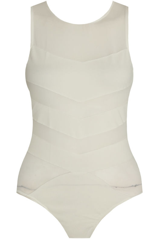 White Netted Sleeveless Bodysuit