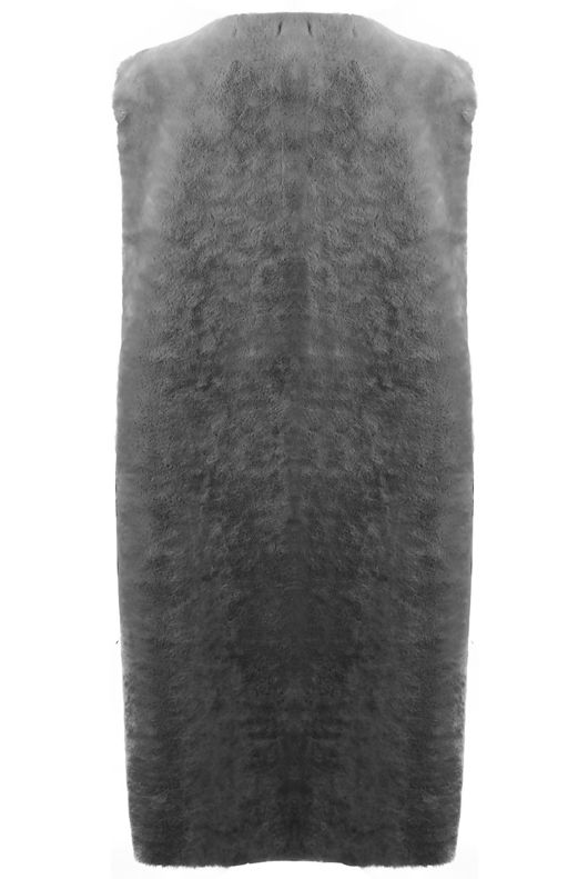 Grey Soft Fur Longline Gilet