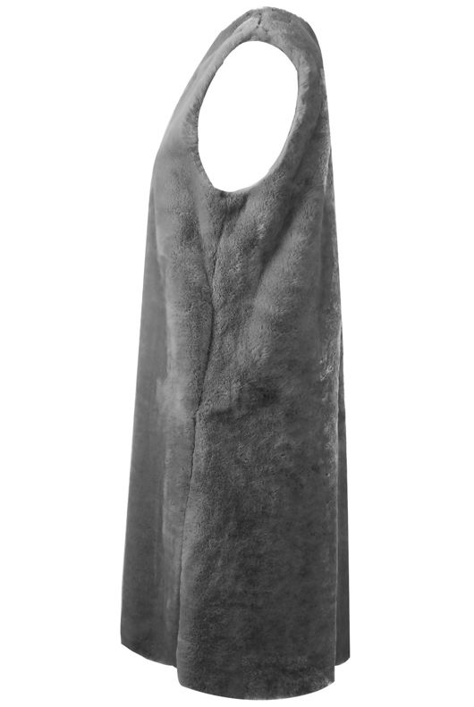 Grey Soft Fur Longline Gilet