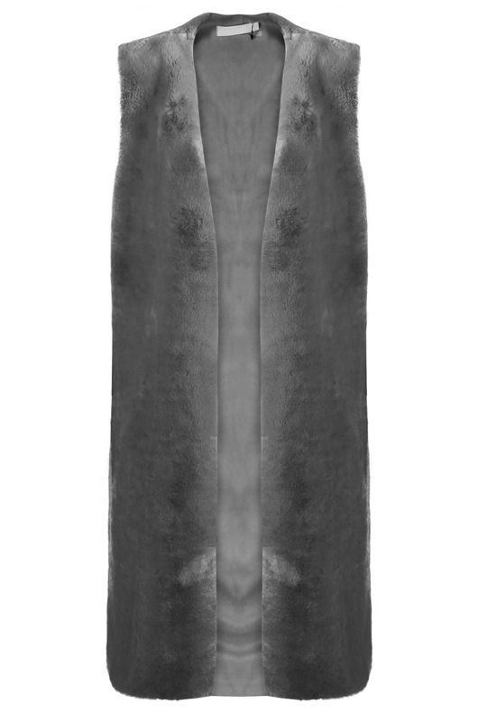 Grey Soft Fur Longline Gilet