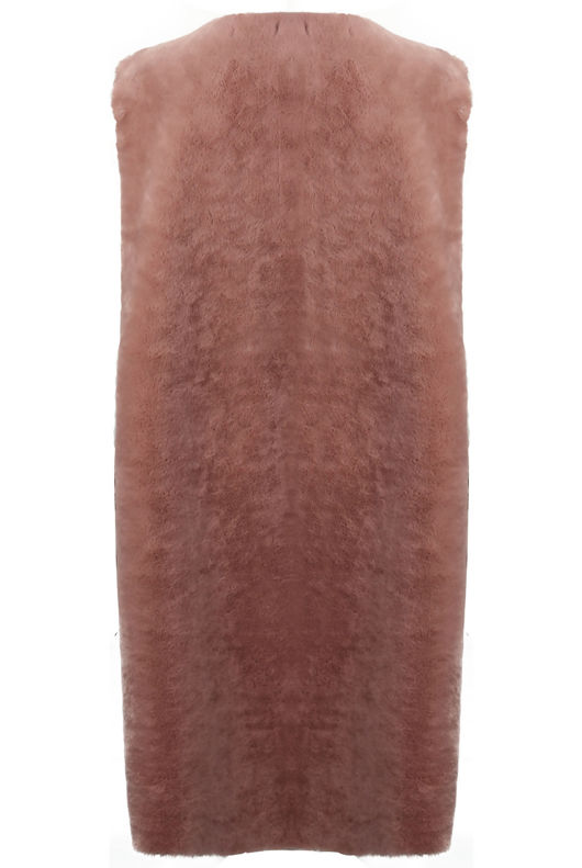 Rose Soft Fur Longline Gilet