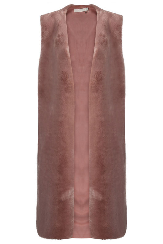 Rose Soft Fur Longline Gilet