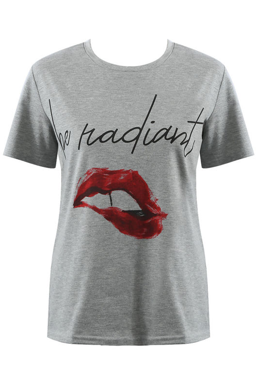 Grey Be Radiant Print Summer  Tee
