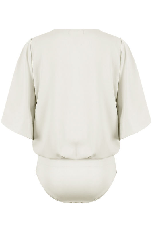 White Butterfly Sleeve Crossover Bodysuit