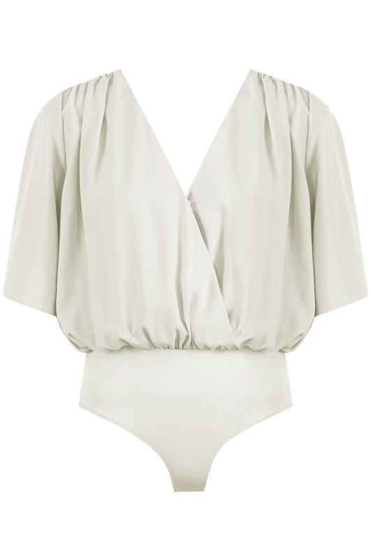 White Butterfly Sleeve Crossover Bodysuit