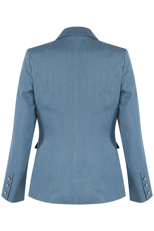 Blue Double Breasted Denim Blazer
