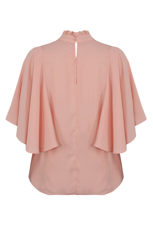 Rose High Neck Blouse With floaty Sleeve