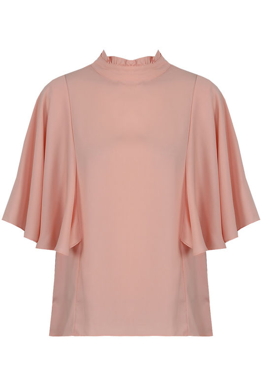 Rose High Neck Blouse With floaty Sleeve