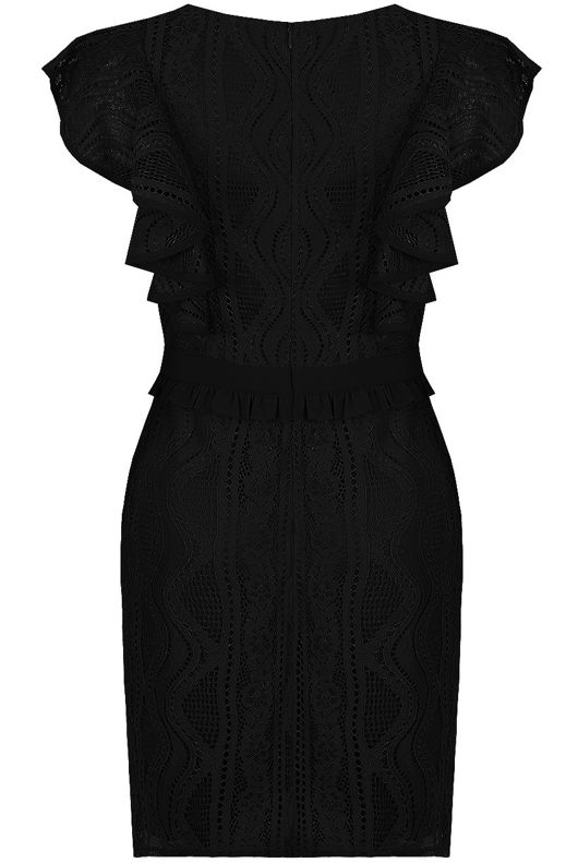Black Butterfly Sleeves Lace Shift Dres